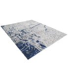 Abstract 8'0'' X 9'8'' Hand-Knotted Wool Rug 8'0'' x 9'8'' (240 X 290) / Ivory / Blue