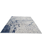 Abstract 8'0'' X 9'8'' Hand-Knotted Wool Rug 8'0'' x 9'8'' (240 X 290) / Ivory / Blue