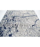 Abstract 8'0'' X 9'8'' Hand-Knotted Wool Rug 8'0'' x 9'8'' (240 X 290) / Ivory / Blue