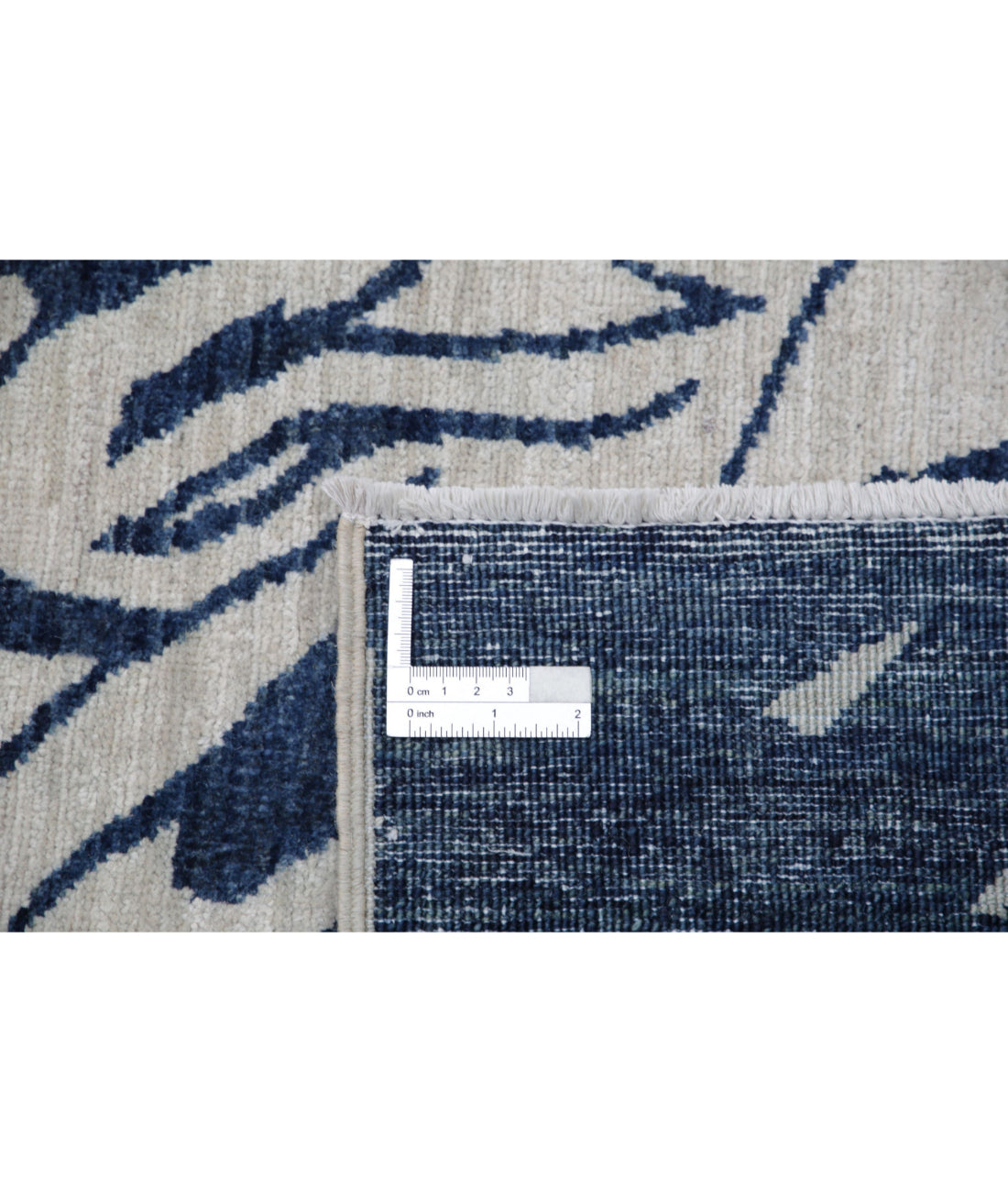 Abstract 8'0'' X 9'8'' Hand-Knotted Wool Rug 8'0'' x 9'8'' (240 X 290) / Ivory / Blue