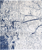 Abstract 8'0'' X 9'8'' Hand-Knotted Wool Rug 8'0'' x 9'8'' (240 X 290) / Ivory / Blue