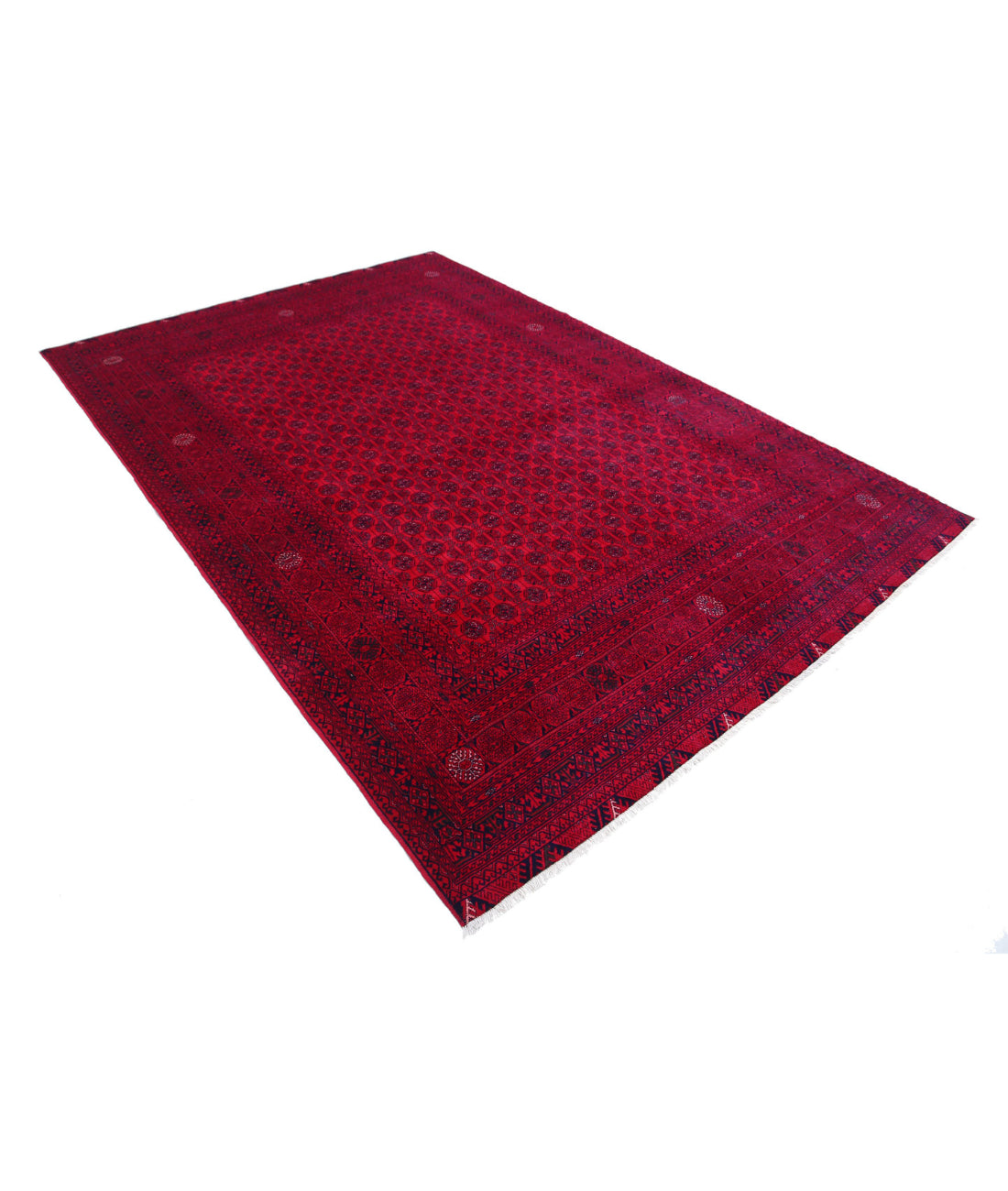 Afghan 6'4'' X 9'3'' Hand-Knotted Wool Rug 6'4'' x 9'3'' (190 X 278) / Red / Red