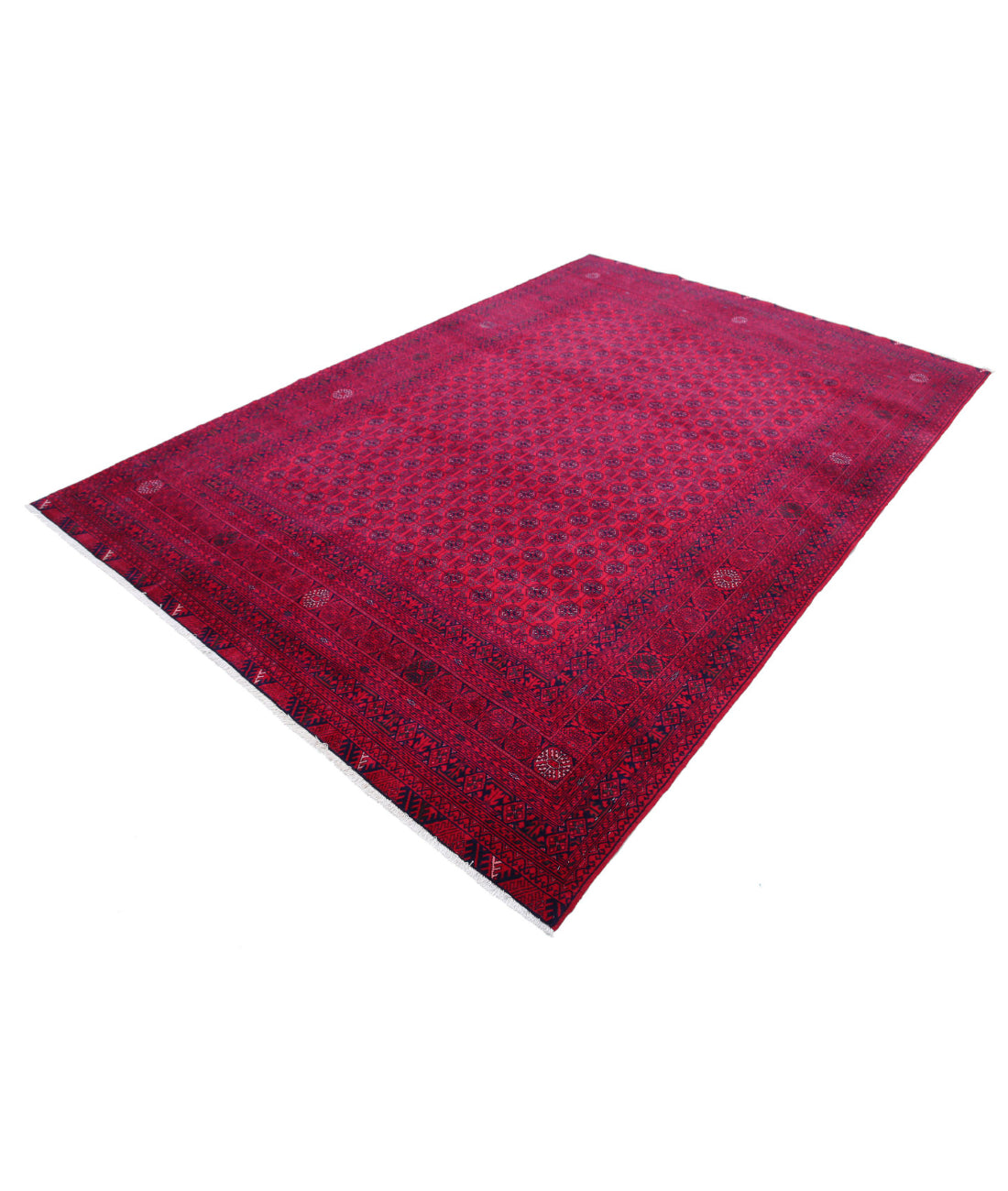 Afghan 6'4'' X 9'3'' Hand-Knotted Wool Rug 6'4'' x 9'3'' (190 X 278) / Red / Red