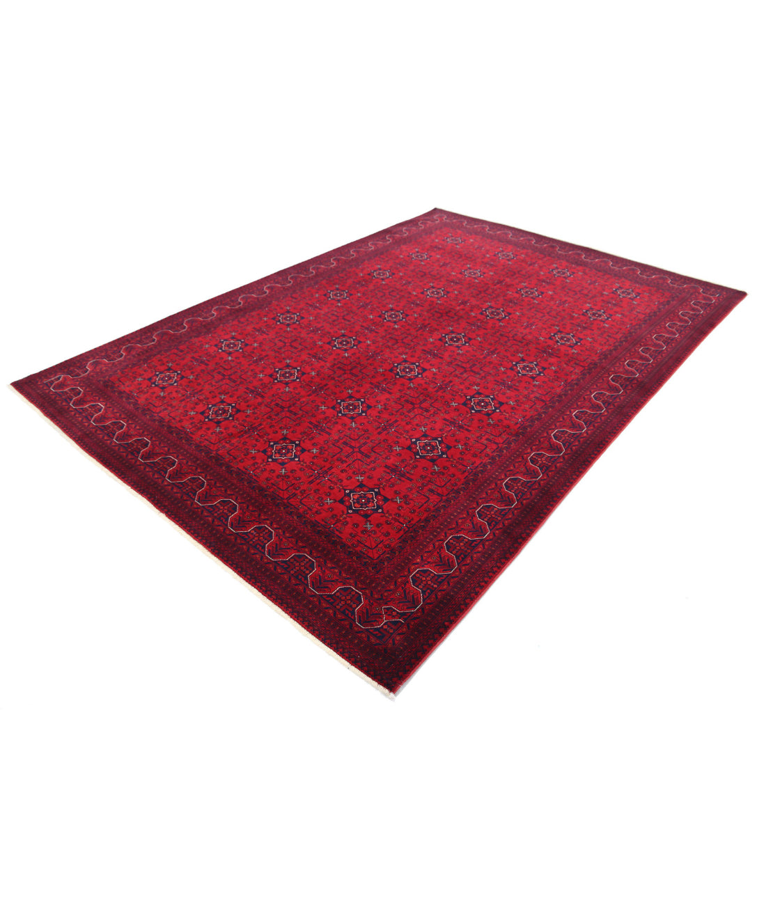 Afghan 6'8'' X 9'8'' Hand-Knotted Wool Rug 6'8'' x 9'8'' (200 X 290) / Red / Red