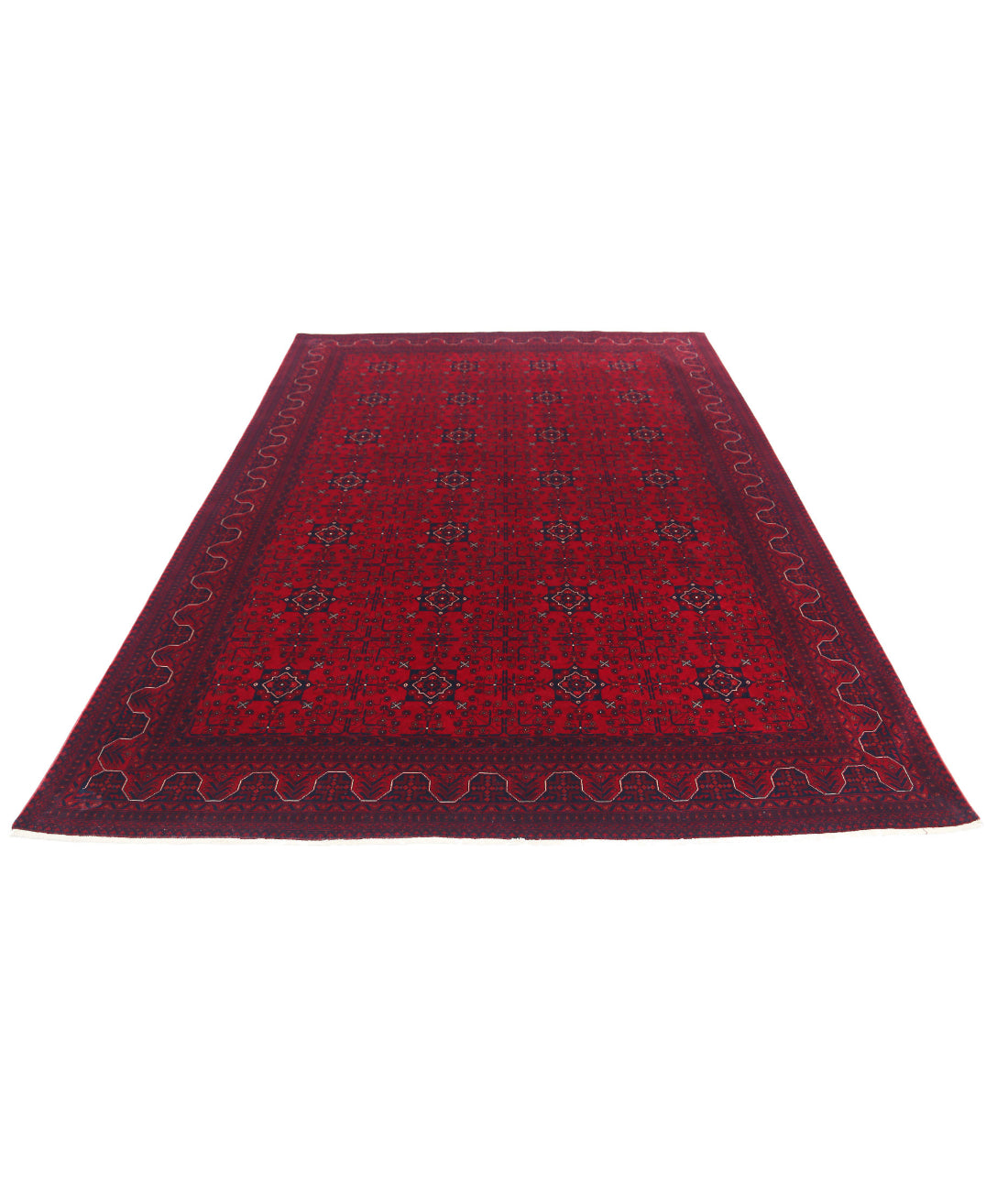 Afghan 6'8'' X 9'8'' Hand-Knotted Wool Rug 6'8'' x 9'8'' (200 X 290) / Red / Red