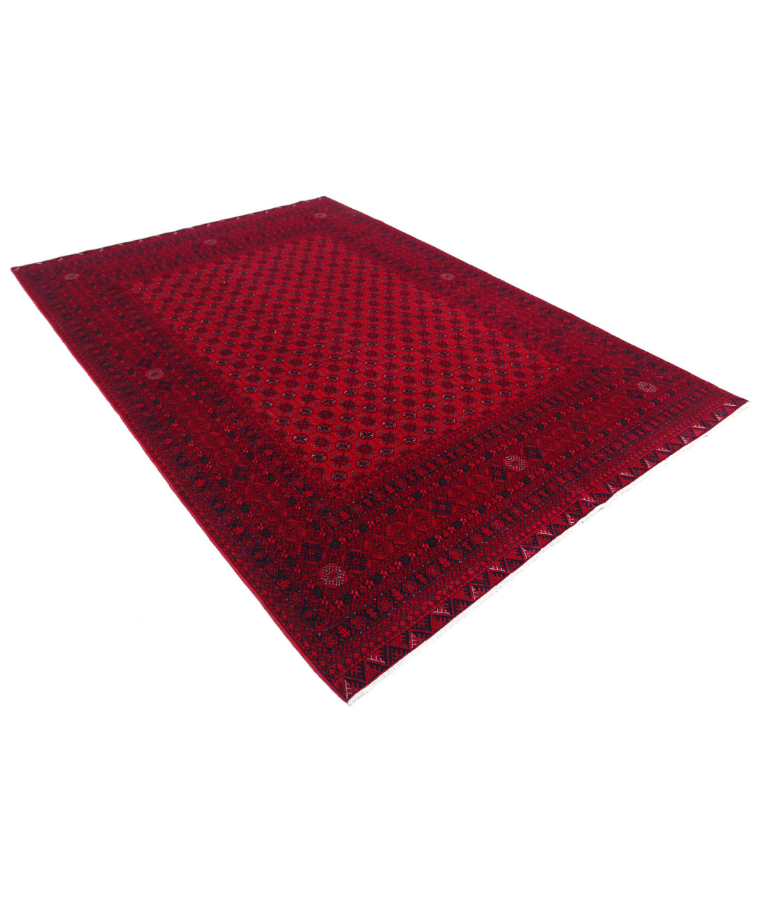 Afghan 6'6'' X 9'3'' Hand-Knotted Wool Rug 6'6'' x 9'3'' (195 X 278) / Red / Red