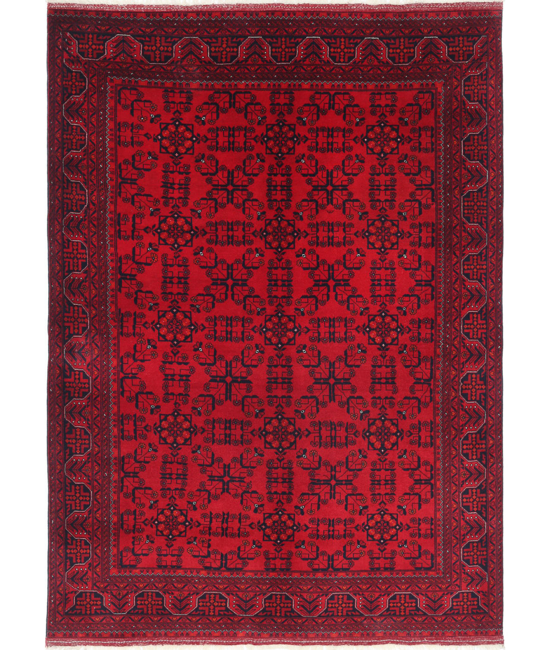 Afghan 5'2'' X 7'1'' Hand-Knotted Wool Rug 5'2'' x 7'1'' (155 X 213) / Red / Red
