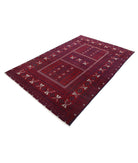 Afghan 5'2'' X 7'10'' Hand-Knotted Wool Rug 5'2'' x 7'10'' (155 X 235) / Red / Blue