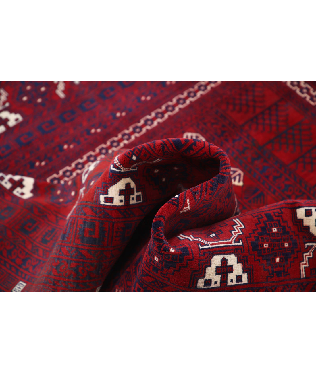 Afghan 5'2'' X 7'10'' Hand-Knotted Wool Rug 5'2'' x 7'10'' (155 X 235) / Red / Blue