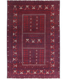 Afghan 5'2'' X 7'10'' Hand-Knotted Wool Rug 5'2'' x 7'10'' (155 X 235) / Red / Blue