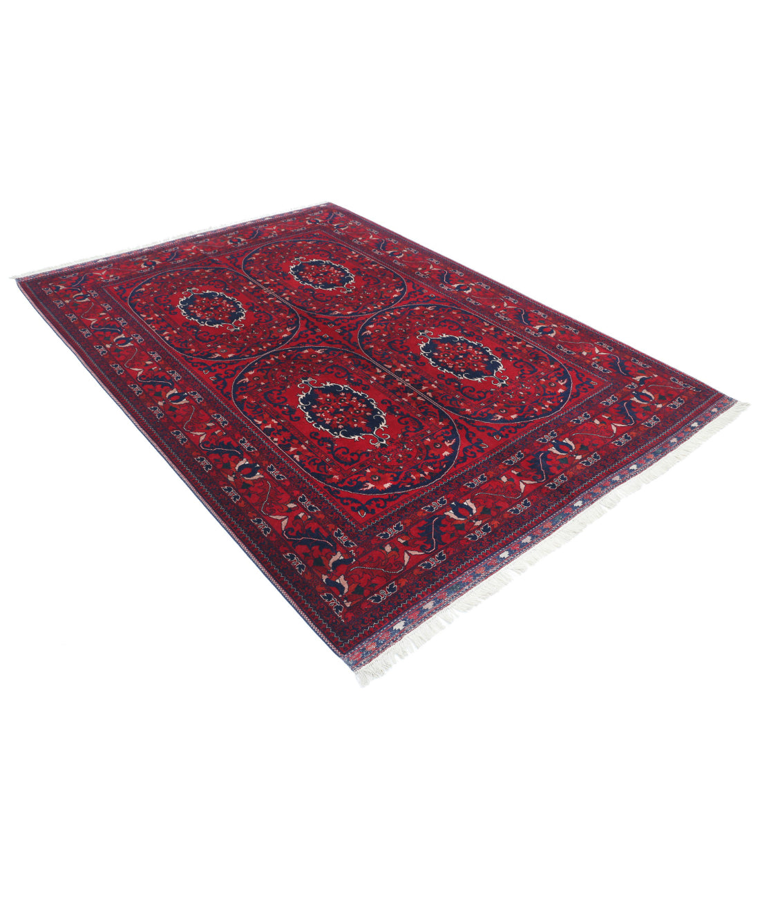 Afghan 5'10'' X 8'1'' Hand-Knotted Wool Rug 5'10'' x 8'1'' (175 X 243) / Red / Red