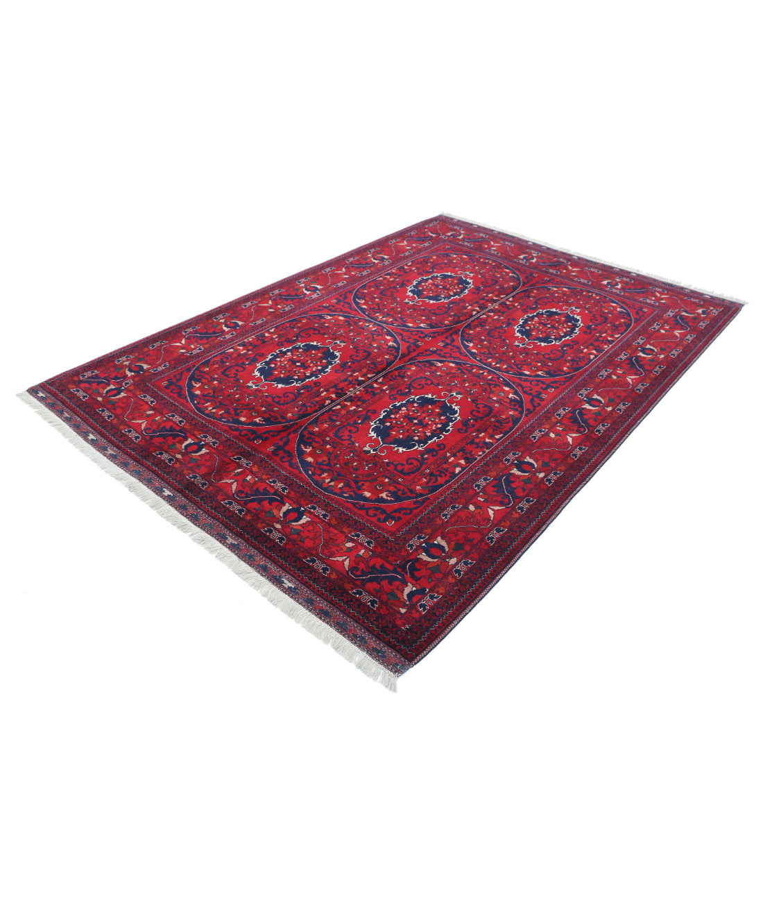 Afghan 5'10'' X 8'1'' Hand-Knotted Wool Rug 5'10'' x 8'1'' (175 X 243) / Red / Red