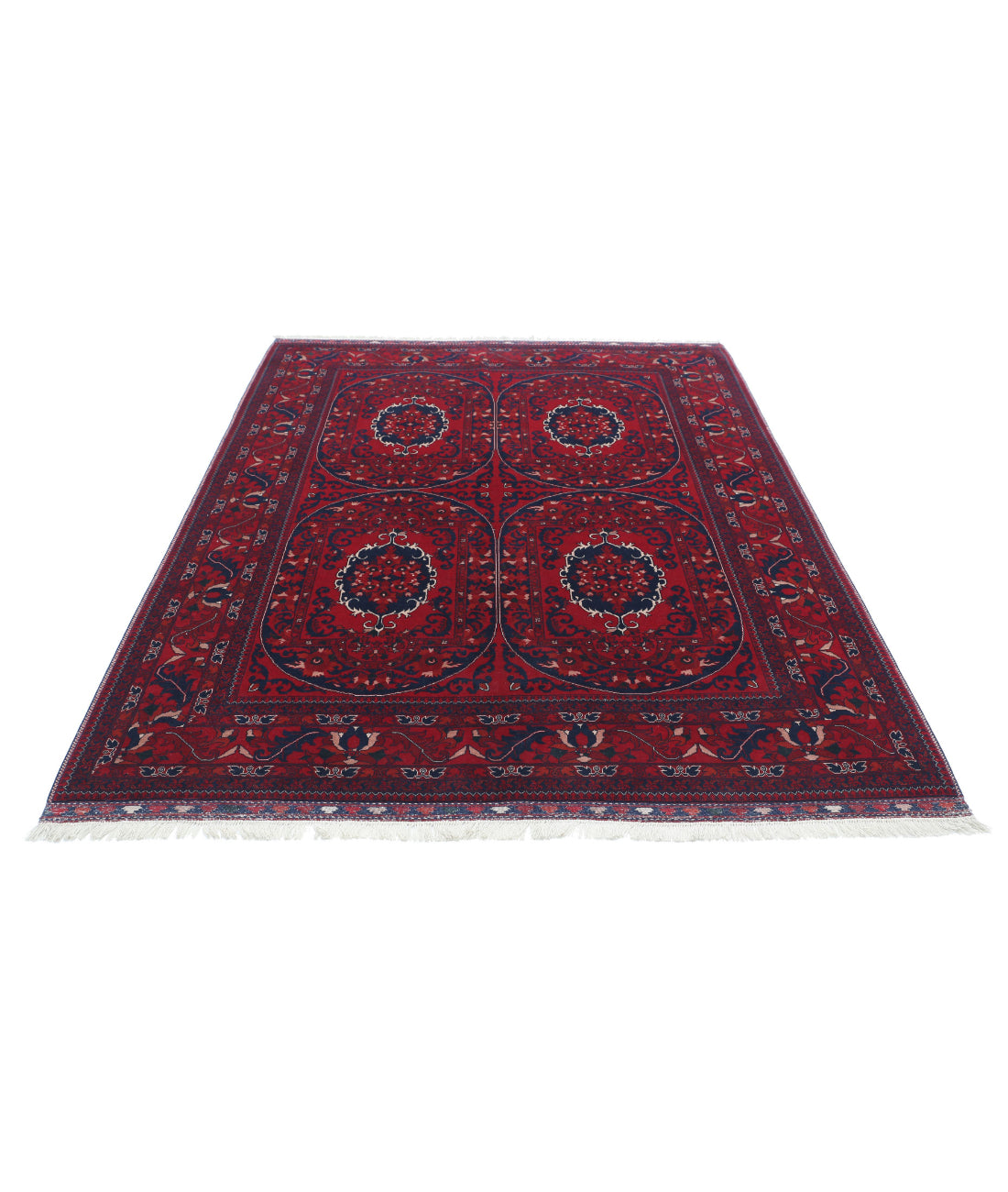 Afghan 5'10'' X 8'1'' Hand-Knotted Wool Rug 5'10'' x 8'1'' (175 X 243) / Red / Red