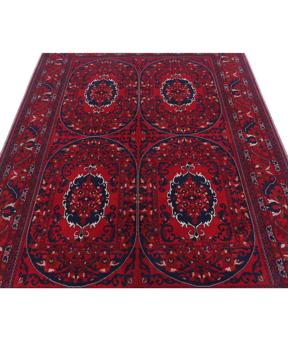 Afghan 5'10'' X 8'1'' Hand-Knotted Wool Rug 5'10'' x 8'1'' (175 X 243) / Red / Red