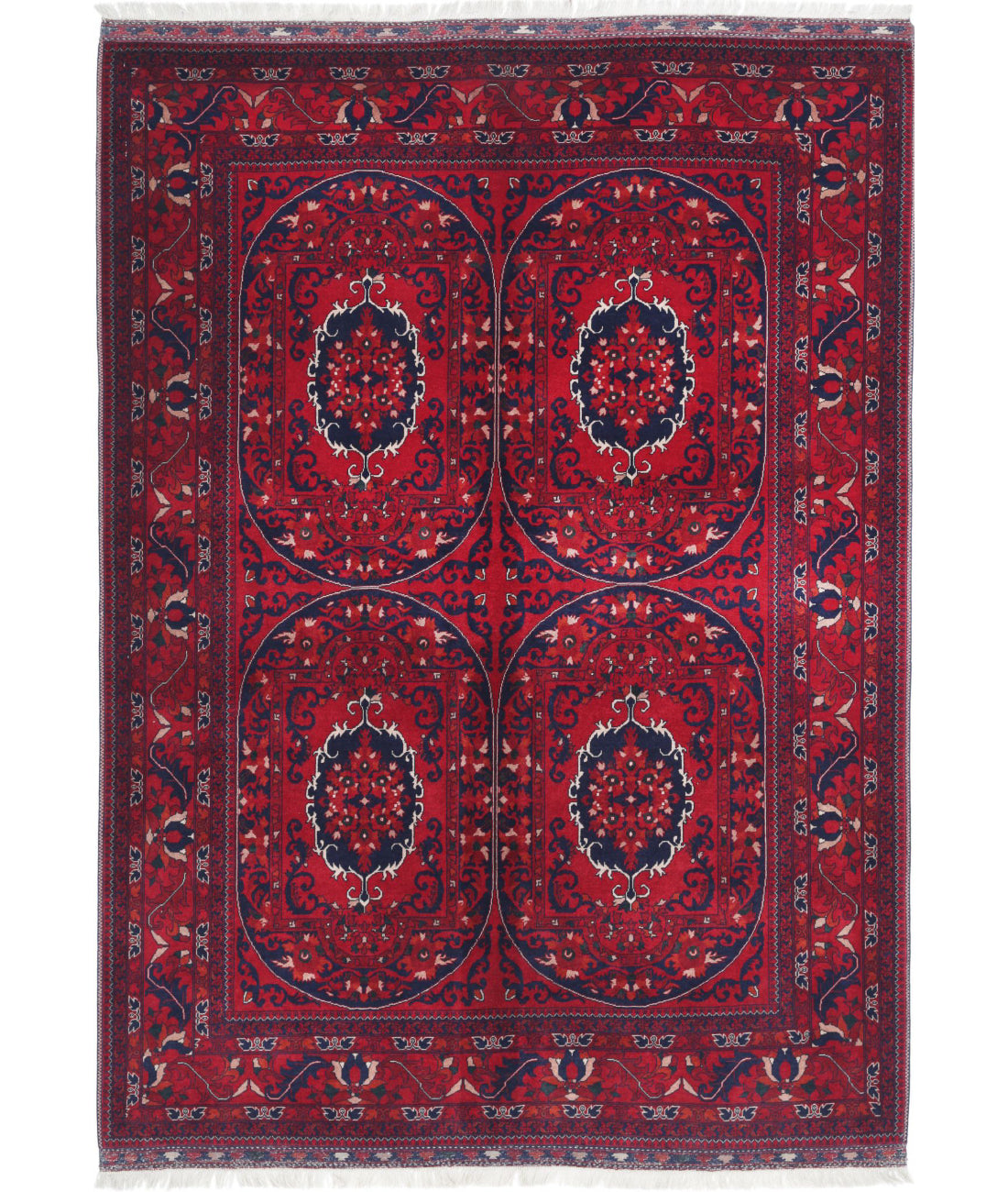 Afghan 5'10'' X 8'1'' Hand-Knotted Wool Rug 5'10'' x 8'1'' (175 X 243) / Red / Red