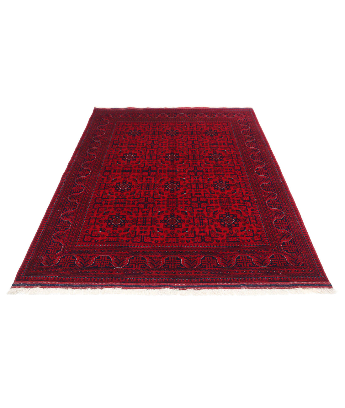 Afghan 5'1'' X 6'5'' Hand-Knotted Wool Rug 5'1'' x 6'5'' (153 X 193) / Red / Red