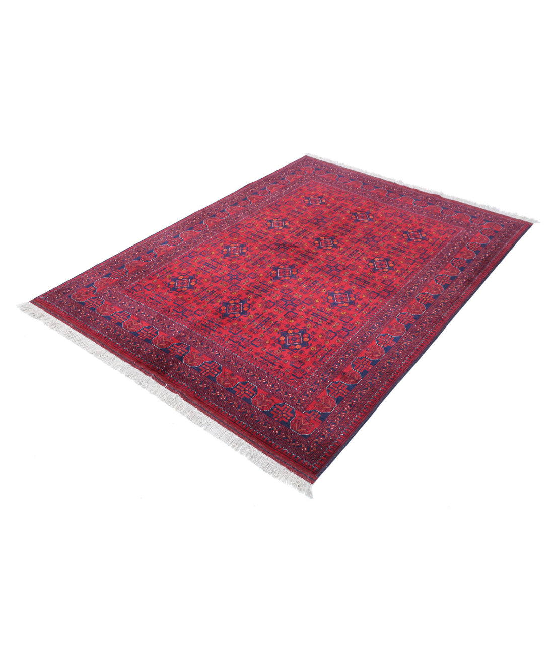 Afghan 4'10'' X 6'5'' Hand-Knotted Wool Rug 4'10'' x 6'5'' (145 X 193) / Red / Red
