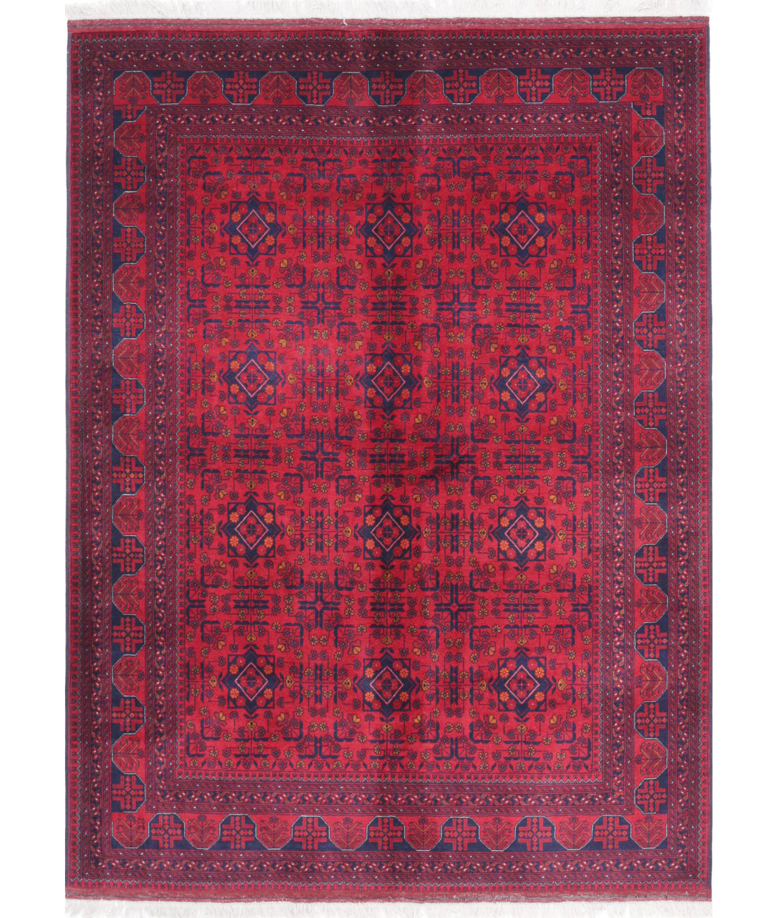 Afghan 4'10'' X 6'5'' Hand-Knotted Wool Rug 4'10'' x 6'5'' (145 X 193) / Red / Red
