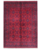 Afghan 4'10'' X 6'5'' Hand-Knotted Wool Rug 4'10'' x 6'5'' (145 X 193) / Red / Red