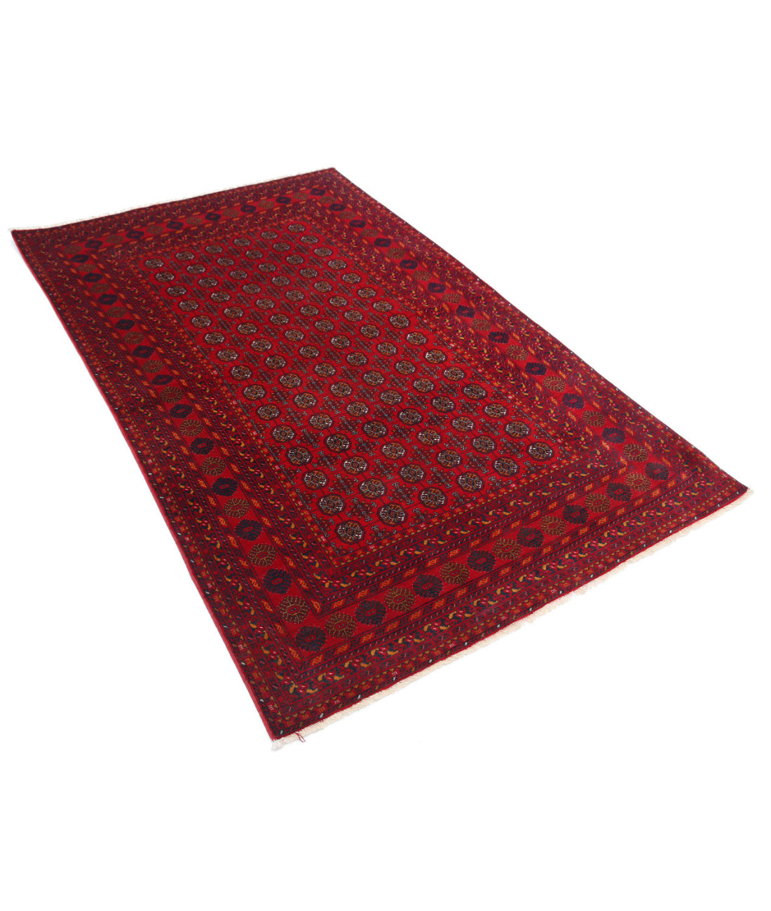 Afghan 3'11'' X 6'6'' Hand-Knotted Wool Rug 3'11'' x 6'6'' (118 X 195) / Red / Ivory