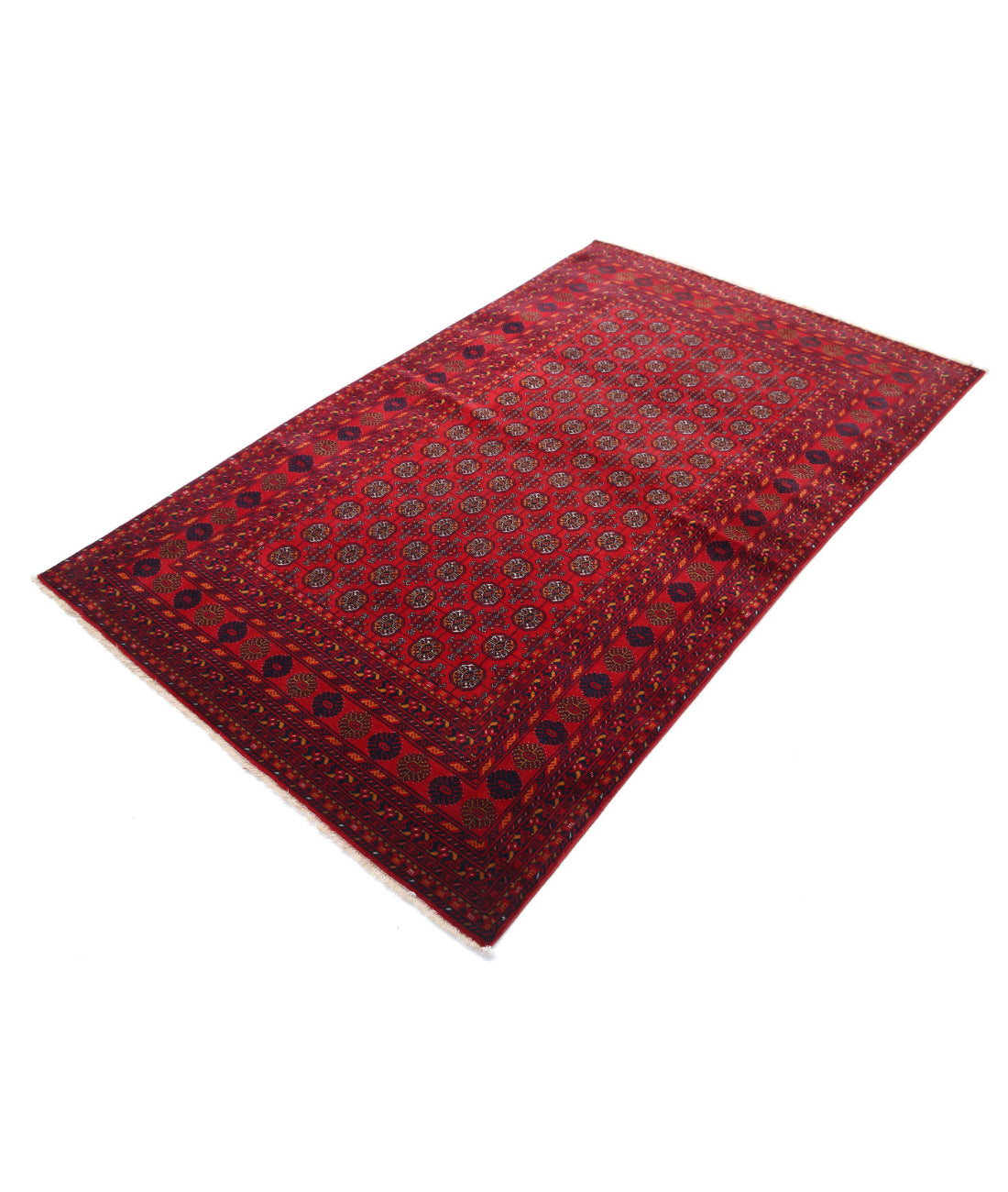 Afghan 3'11'' X 6'6'' Hand-Knotted Wool Rug 3'11'' x 6'6'' (118 X 195) / Red / Ivory
