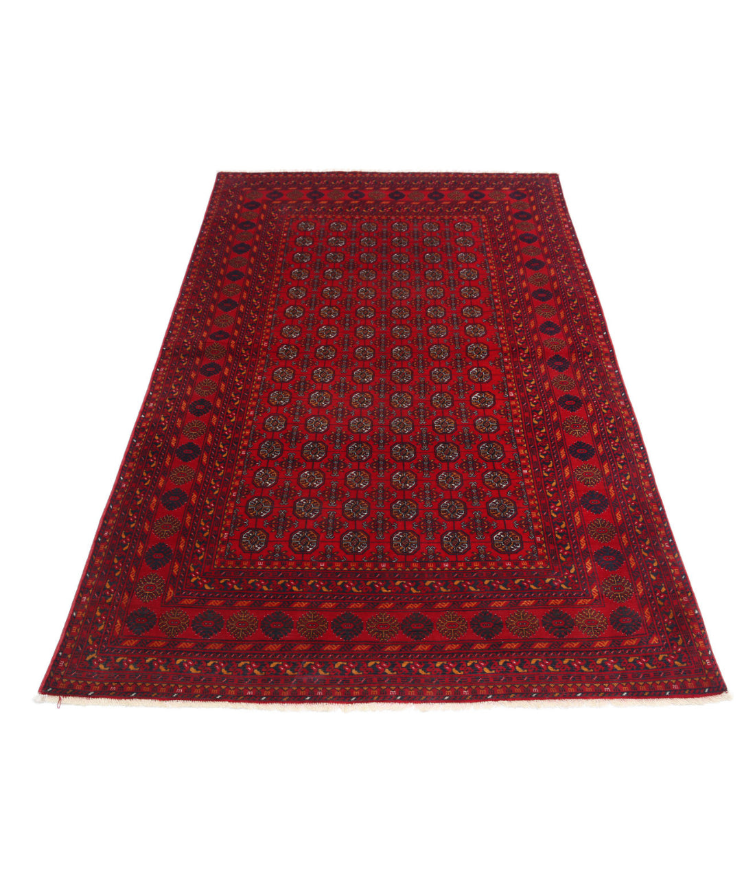 Afghan 3'11'' X 6'6'' Hand-Knotted Wool Rug 3'11'' x 6'6'' (118 X 195) / Red / Ivory
