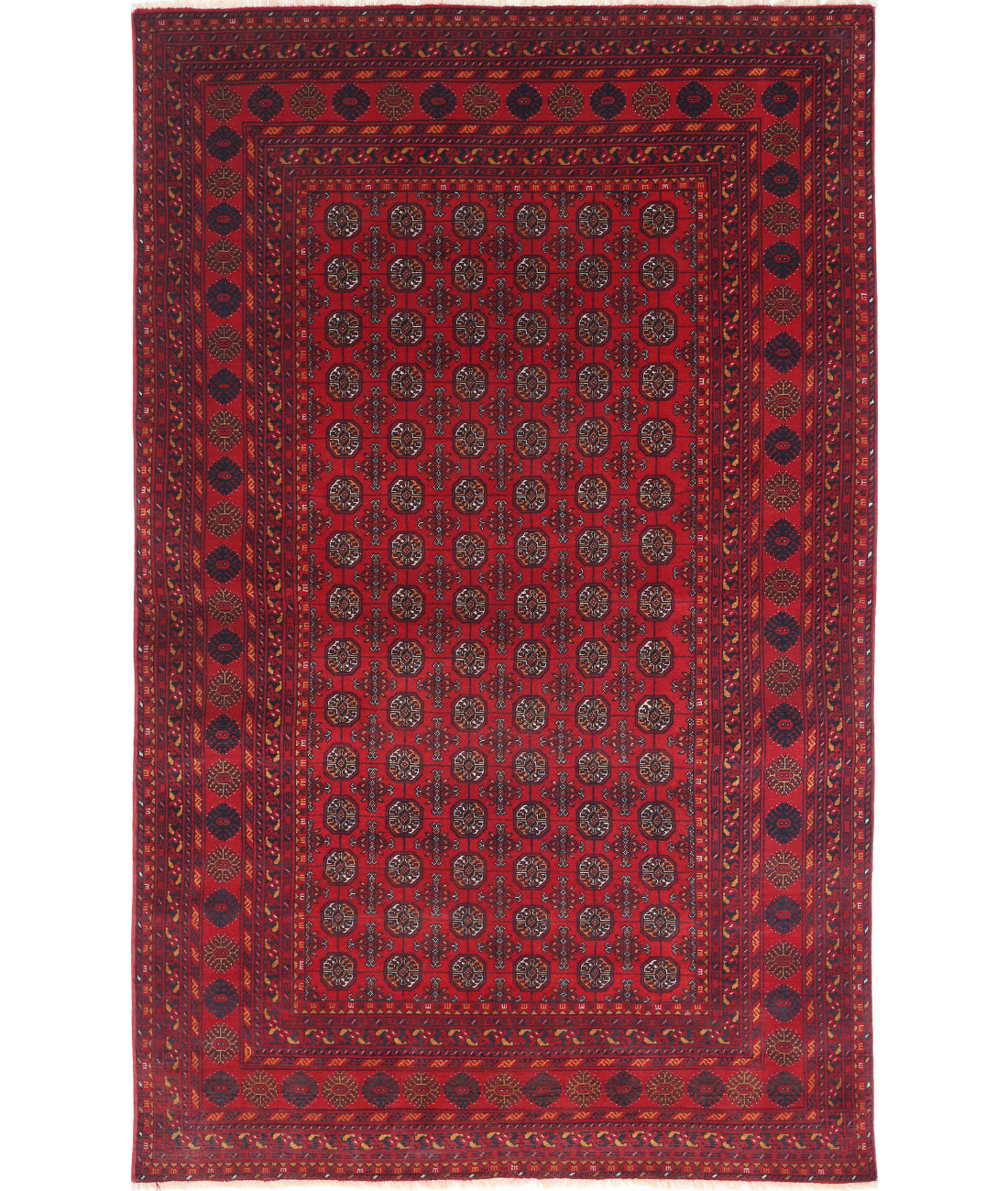 Afghan 3'11'' X 6'6'' Hand-Knotted Wool Rug 3'11'' x 6'6'' (118 X 195) / Red / Ivory