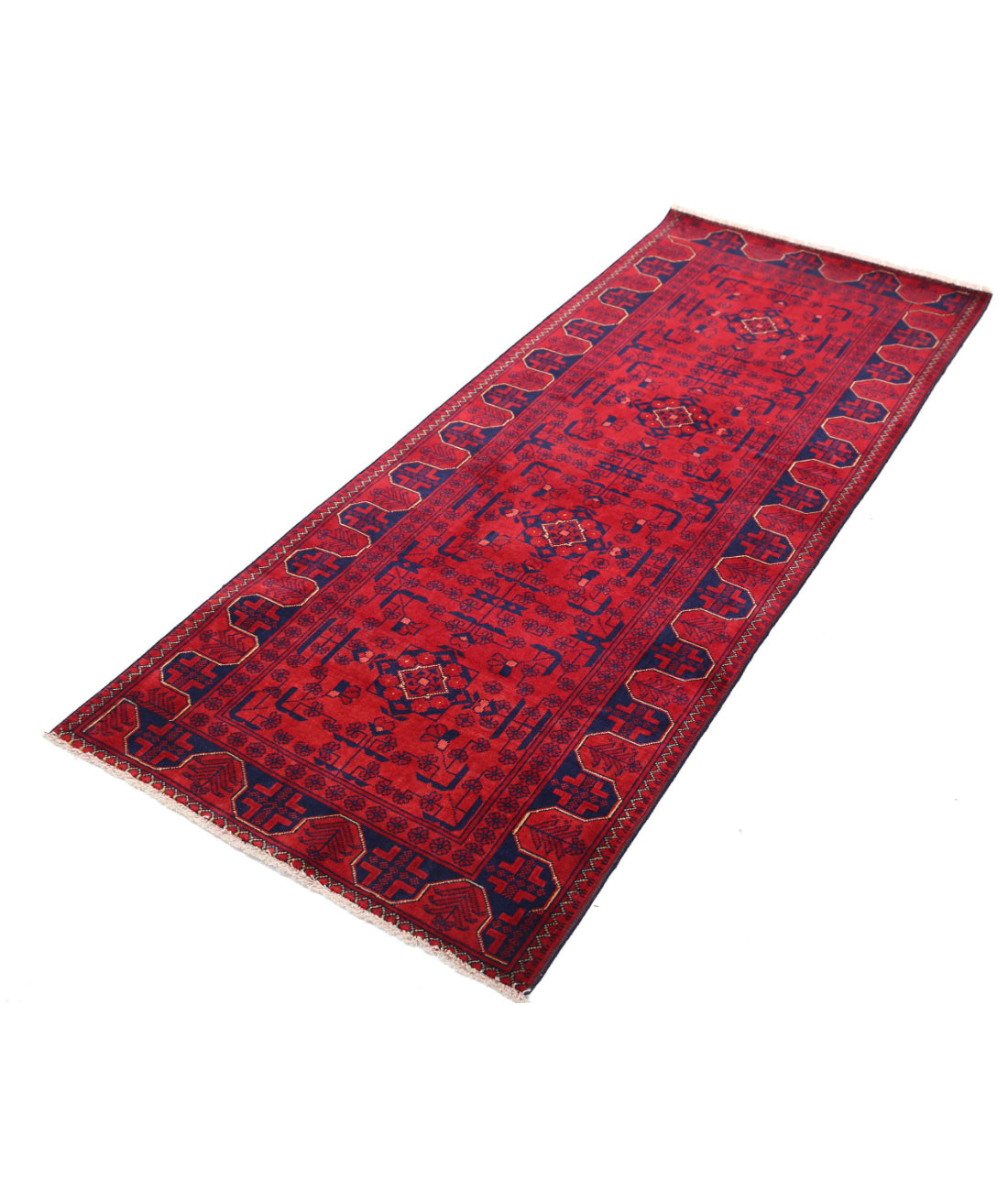 Afghan 2'6'' X 6'3'' Hand-Knotted Wool Rug 2'6'' x 6'3'' (75 X 188) / Red / Red