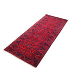 Afghan 2'6'' X 6'3'' Hand-Knotted Wool Rug 2'6'' x 6'3'' (75 X 188) / Red / Red