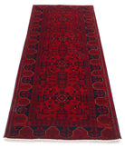 Afghan 2'6'' X 6'3'' Hand-Knotted Wool Rug 2'6'' x 6'3'' (75 X 188) / Red / Red