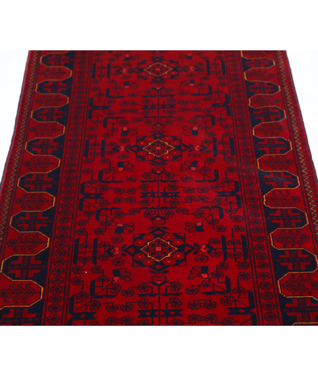 Afghan 2'6'' X 6'3'' Hand-Knotted Wool Rug 2'6'' x 6'3'' (75 X 188) / Red / Red