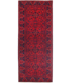 Afghan 2'6'' X 6'3'' Hand-Knotted Wool Rug 2'6'' x 6'3'' (75 X 188) / Red / Red