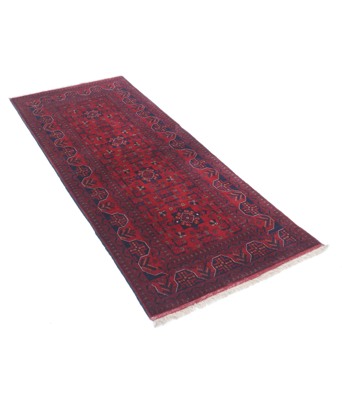 Afghan 2'7'' X 6'3'' Hand-Knotted Wool Rug 2'7'' x 6'3'' (78 X 188) / Red / Red