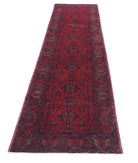 Afghan 2'8'' X 6'1'' Hand-Knotted Wool Rug 2'8'' x 6'1'' (80 X 183) / Red / Red