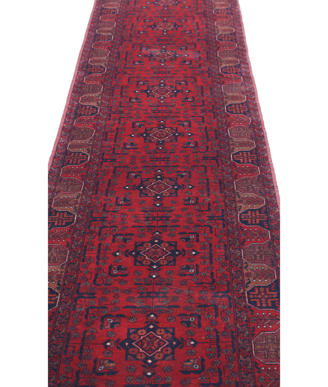 Afghan 2'8'' X 6'1'' Hand-Knotted Wool Rug 2'8'' x 6'1'' (80 X 183) / Red / Red