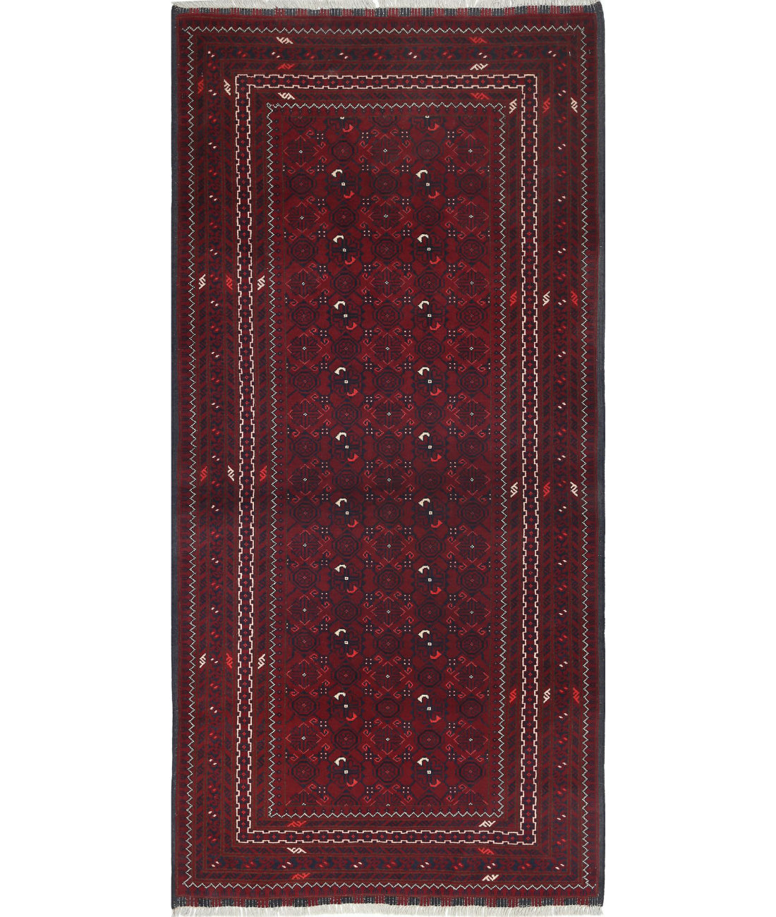 Afghan 3'0'' X 6'4'' Hand-Knotted Wool Rug 3'0'' x 6'4'' (90 X 190) / Red / Red