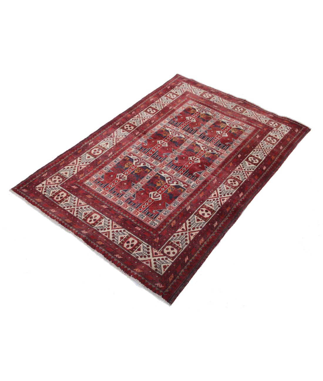 Afghan 3'2'' X 4'7'' Hand-Knotted Wool Rug 3'2'' x 4'7'' (95 X 138) / Red / Red