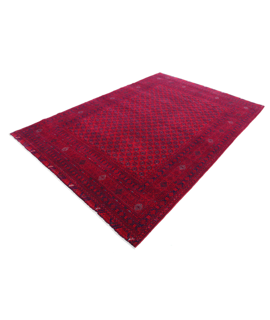 Afghan 6'4'' X 9'5'' Hand-Knotted Wool Rug 6'4'' x 9'5'' (190 X 283) / Red / Red
