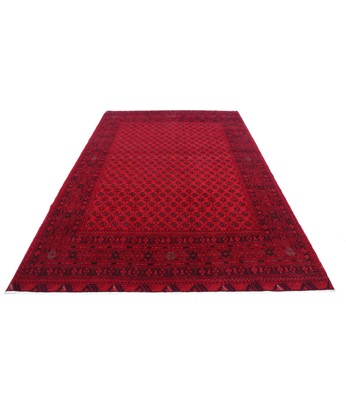 Afghan 6'6'' X 9'6'' Hand-Knotted Wool Rug 6'6'' x 9'6'' (195 X 285) / Red / Red