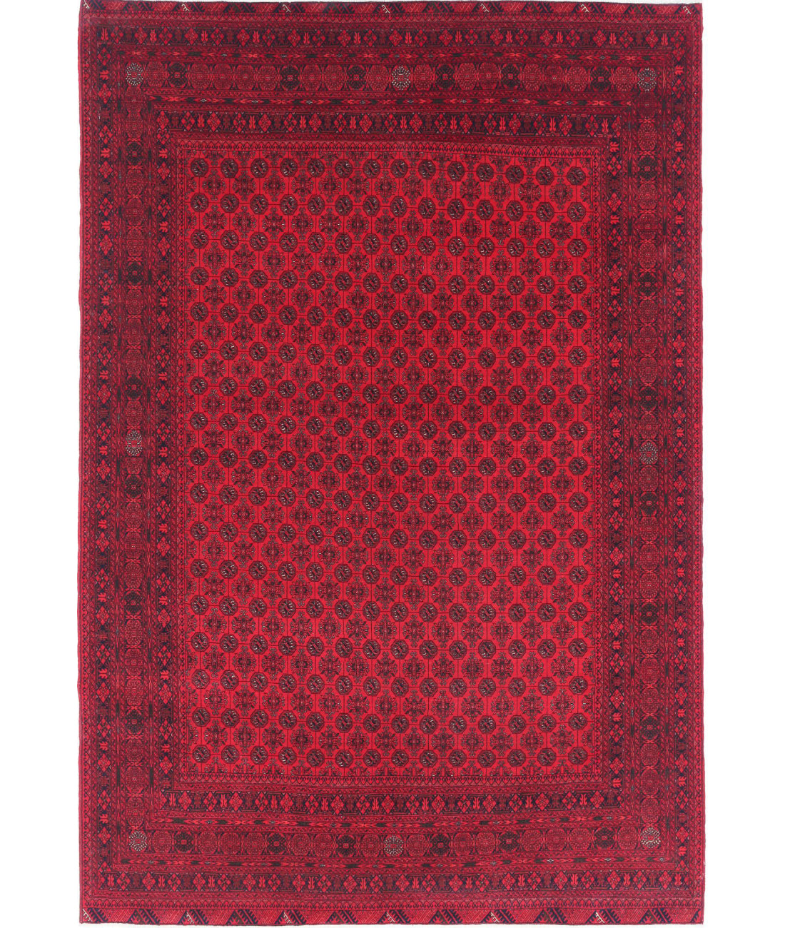 Afghan 6'6'' X 9'6'' Hand-Knotted Wool Rug 6'6'' x 9'6'' (195 X 285) / Red / Red