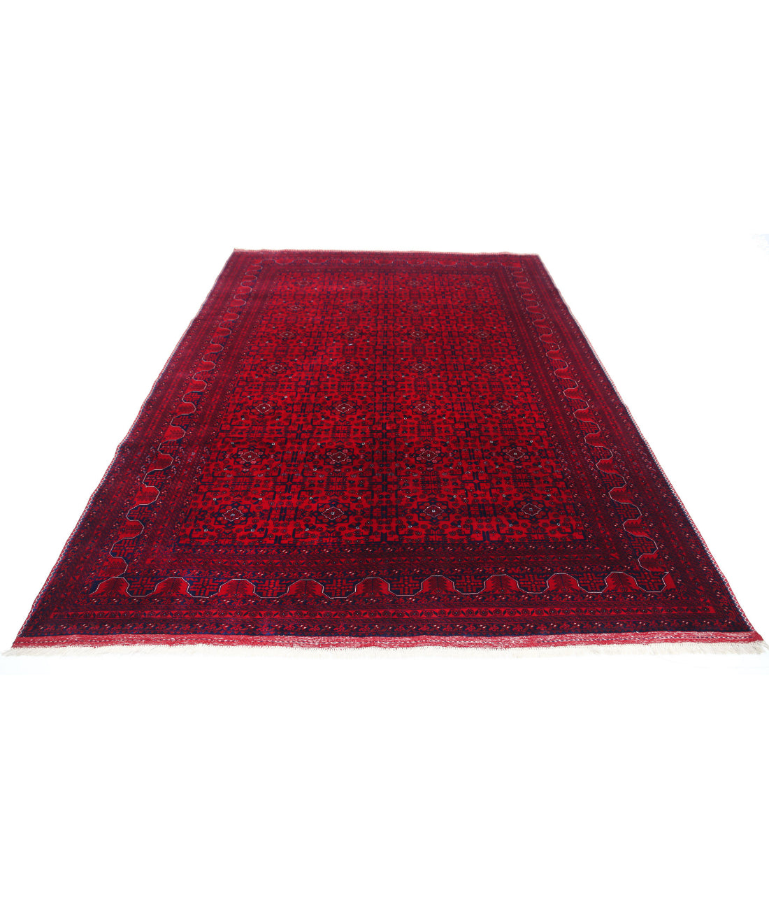 Afghan 6'8'' X 9'5'' Hand-Knotted Wool Rug 6'8'' x 9'5'' (200 X 283) / Red / Red