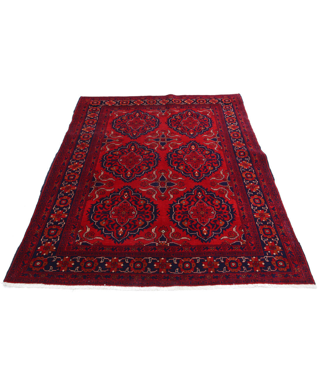 Afghan 4'11'' X 6'4'' Hand-Knotted Wool Rug 4'11'' x 6'4'' (148 X 190) / Red / Red