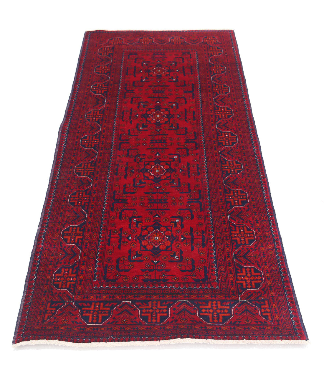 Afghan 2'8'' X 6'3'' Hand-Knotted Wool Rug 2'8'' x 6'3'' (80 X 188) / Red / Red
