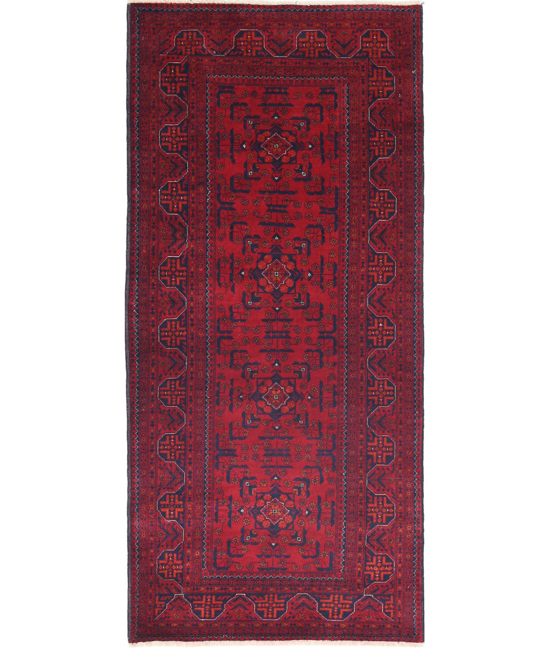 Afghan 2'8'' X 6'3'' Hand-Knotted Wool Rug 2'8'' x 6'3'' (80 X 188) / Red / Red