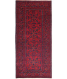 Afghan 2'8'' X 6'3'' Hand-Knotted Wool Rug 2'8'' x 6'3'' (80 X 188) / Red / Red