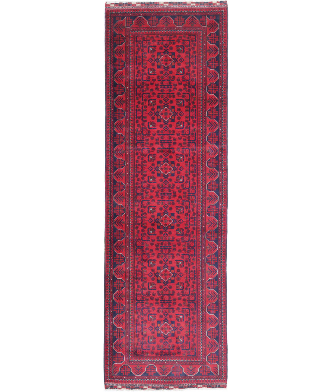 Afghan 3'0'' X 9'10'' Hand-Knotted Wool Rug 3'0'' x 9'10'' (90 X 295) / Red / Red