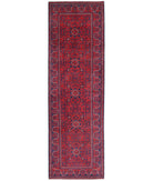Afghan 2'8'' X 9'4'' Hand-Knotted Wool Rug 2'8'' x 9'4'' (80 X 280) / Red / Red