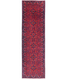 Afghan 2'8'' X 9'6'' Hand-Knotted Wool Rug 2'8'' x 9'6'' (80 X 285) / Red / Red