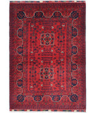 Afghan 3'4'' X 4'9'' Hand-Knotted Wool Rug 3'4'' x 4'9'' (100 X 143) / Red / Red