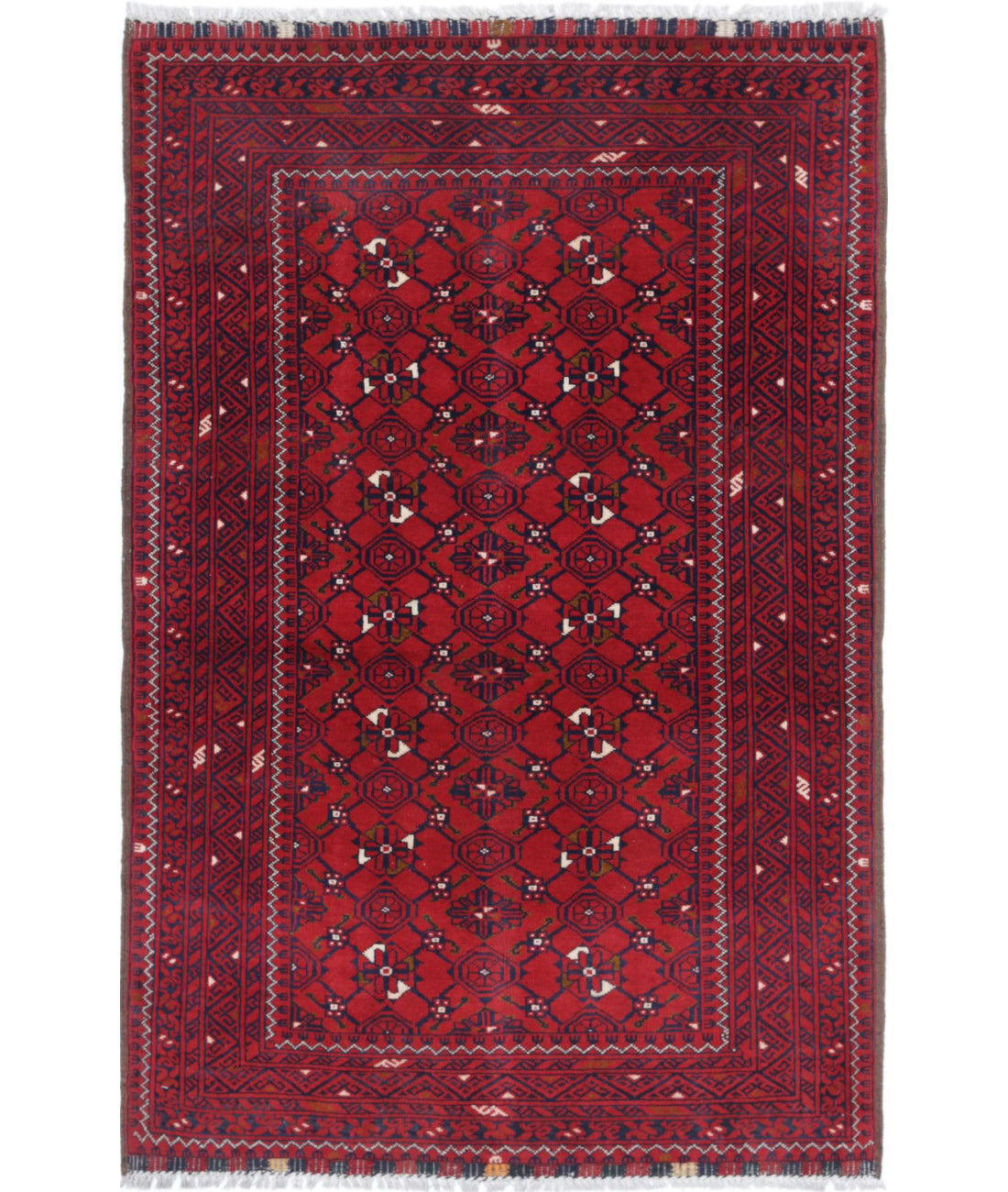 Afghan 3'1'' X 4'9'' Hand-Knotted Wool Rug 3'1'' x 4'9'' (93 X 143) / Red / Red